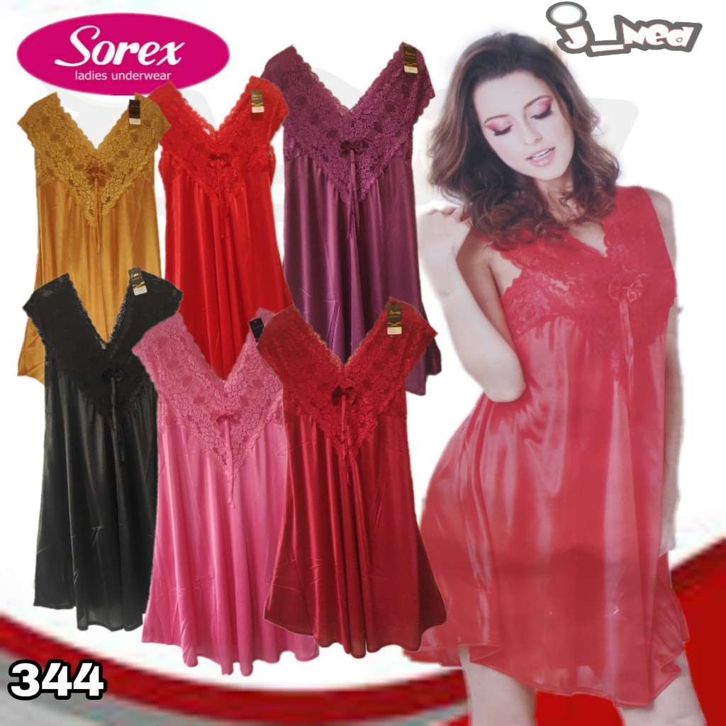 J344 | BAJU TIDUR LINGERIE SOREX | PREMIUM SATIN LOOK RENDA CANTIK | BT 7001