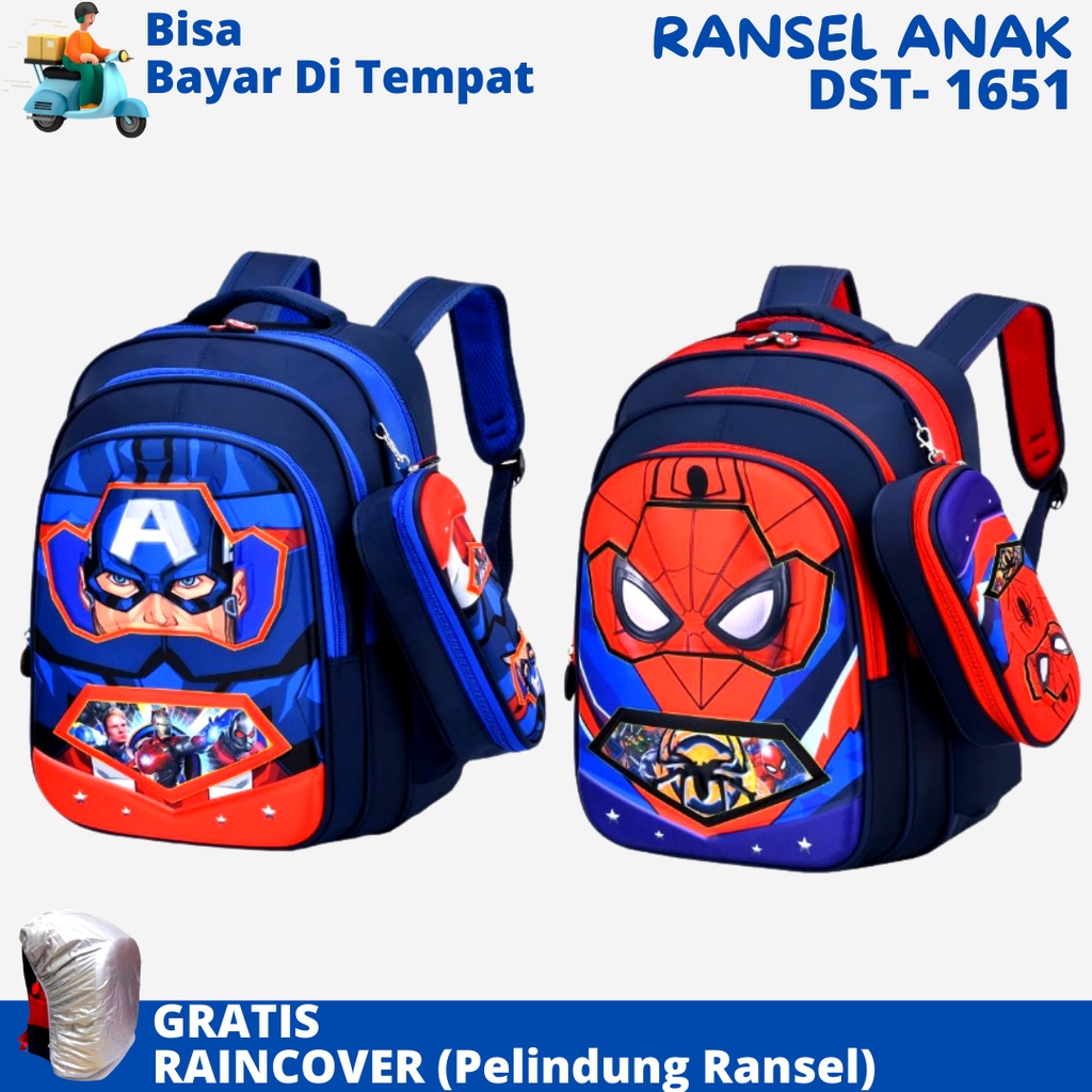 Tas Sekolah Anak SD Karakter Superhero DSTR-1651 Ukuran SD Ransel Anak