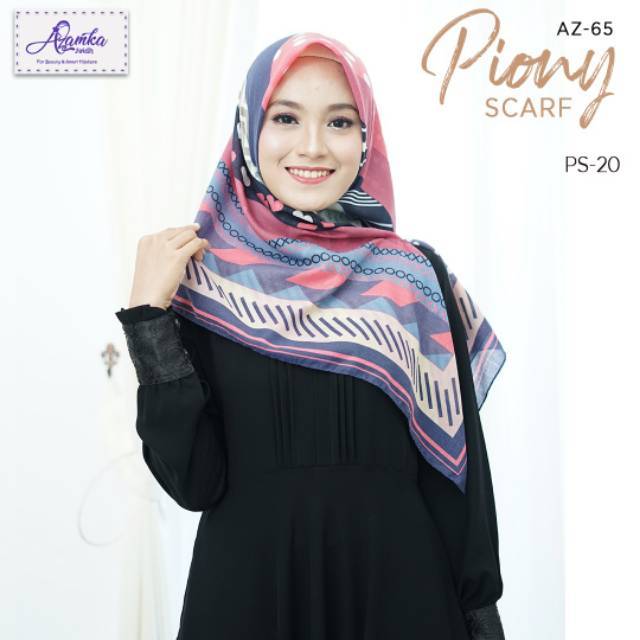 #segiempatmurah terbaru Piony scarf by Azamka hijab  segi rmpat motif terbaru bahan adem