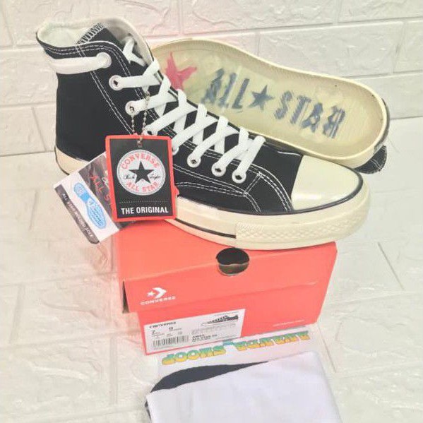 SEPATU SNEAKER CONVERSE ALLSTAR 70s HI BLAK WHITE SOL TRANSPARAN MADE IN VIETNAM