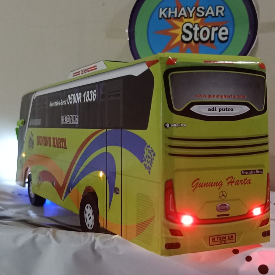 miniatur bus bis shd gunung harta plus lampu