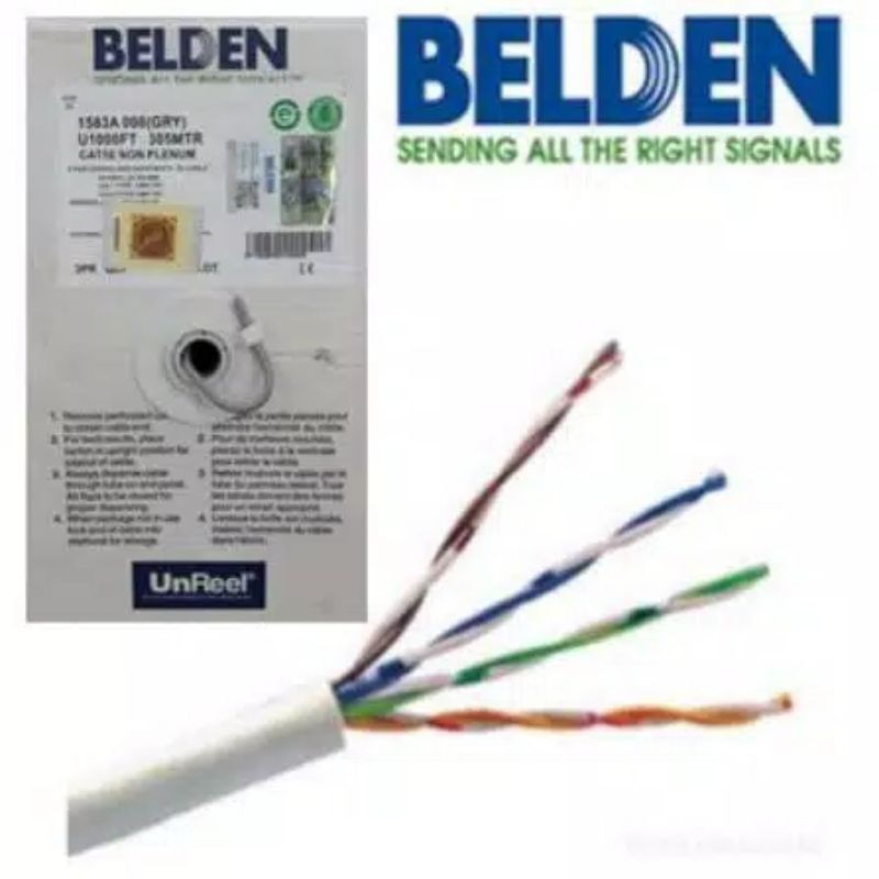 Kabel Lan UTP Cat5e Belden USA Original Harga Meteran Type 1583A Grey