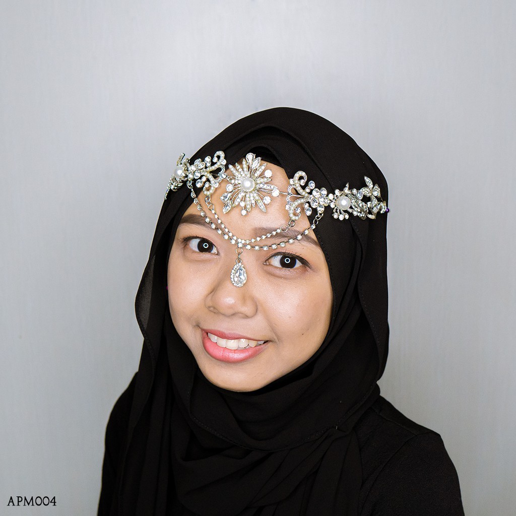 [BISA COD] TIARA SET AKSESORIS PESTA BRIDAL BUNGA PUTIH SILVER APM004