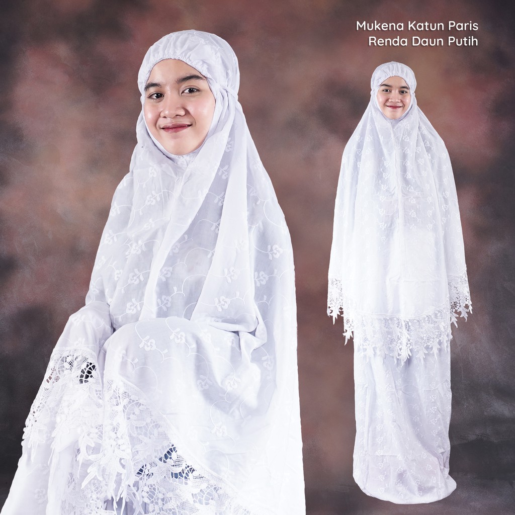 Mukena Katun Paris Renda Daun Alfauzi / Mukena Katun Paris Classic / Mukena Terbaru / Mukena Jumbo