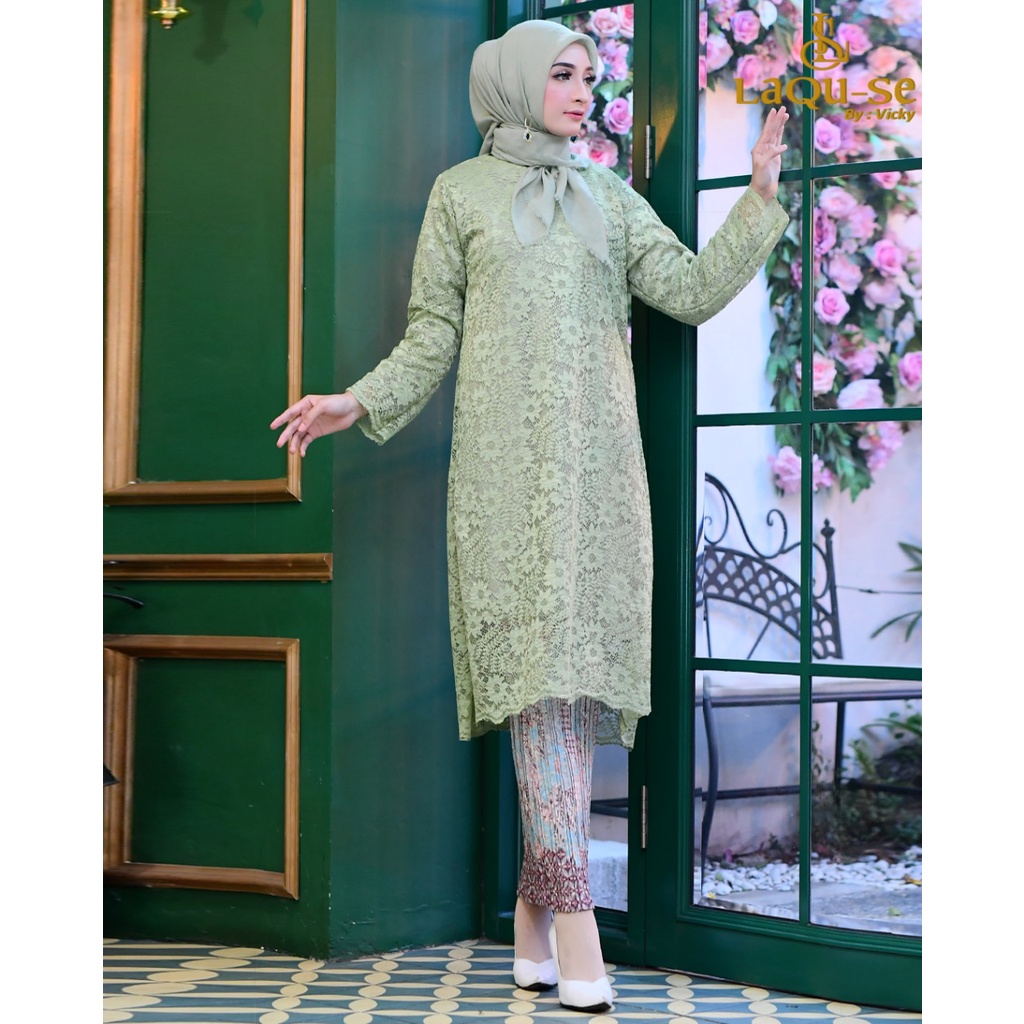 Set Kebaya Tunik Brukat Modern Simple Terbaru Dress Kondangan Wanita New Collection