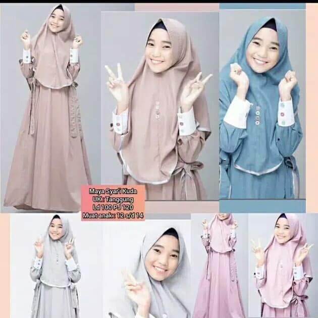(DISKON SPESIAL) Baju Muslim Anak Perempuan Gamis Maya Syari - Coklat Susu