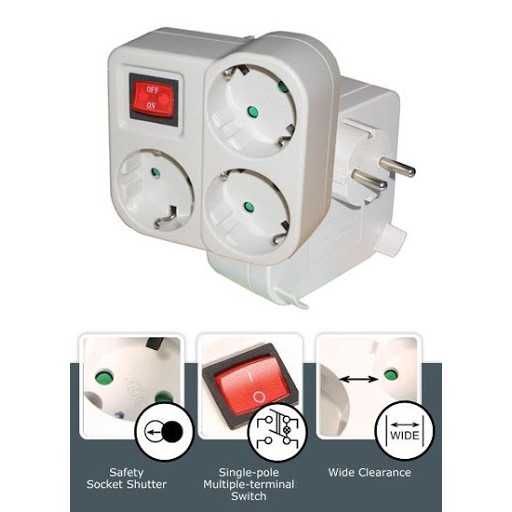 Uticon Stop Kontak 3 in 1 + Switch S-348SW