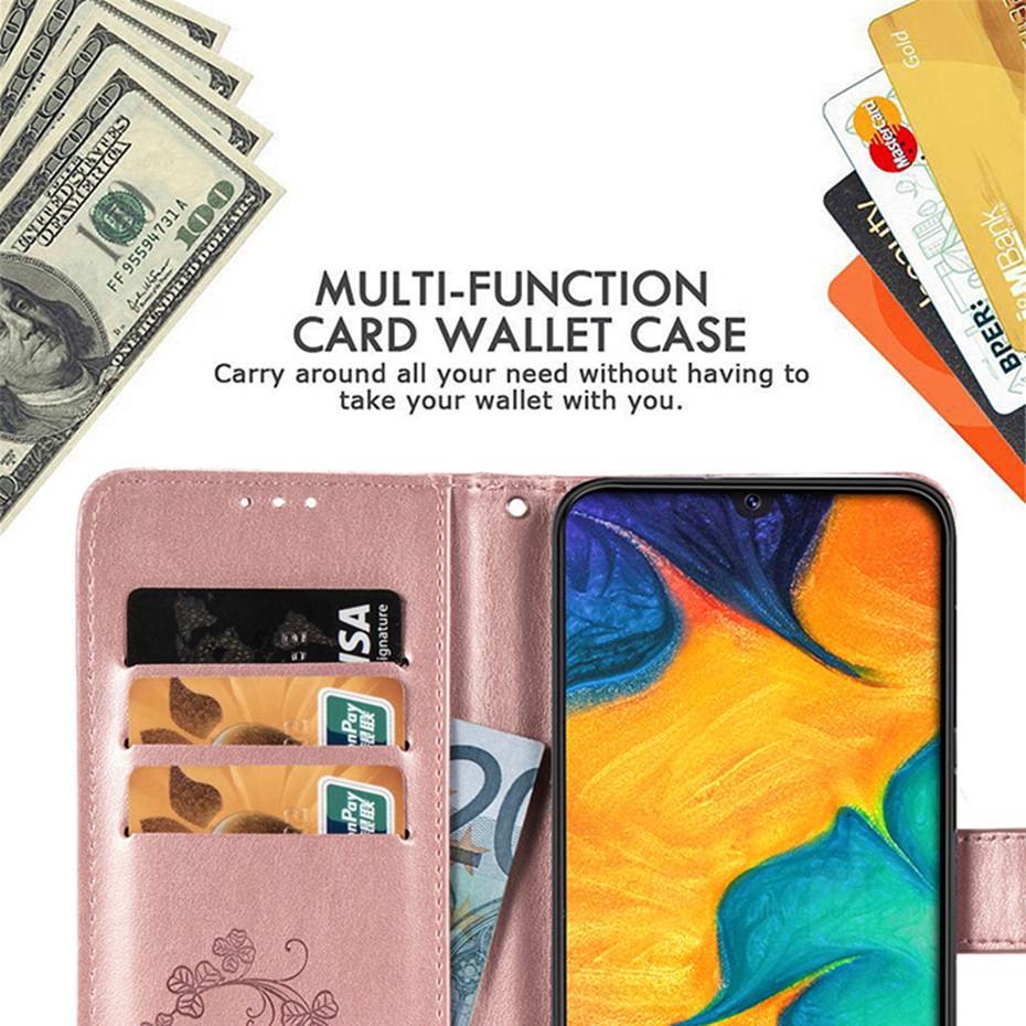 Flip Case Dompet Bahan Kulit Dengan Holder Kartu Untuk Samsung Galaxy A30 Sm-A305F A30