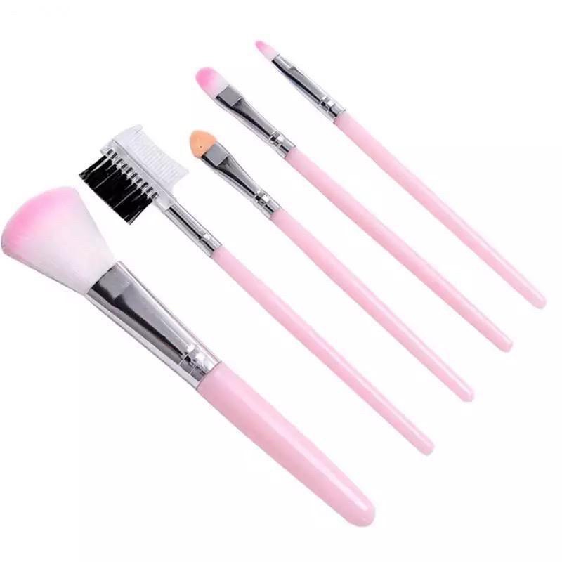 KUAS MAKE UP SET 5PCS / KUAS MAKE UP BRUSH MAKEUP EYEBROW BRUSH BLUSH ON BRUSH EYESHADOW BRUSH SPONGE JRW0080