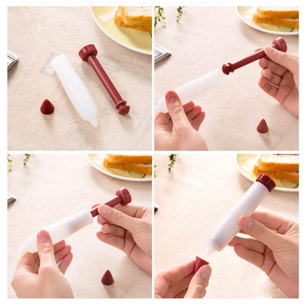 [Elegan] Cake Icing Pen Cookie Coklat Reusable Dapur Silikon Baking Piping Nozel