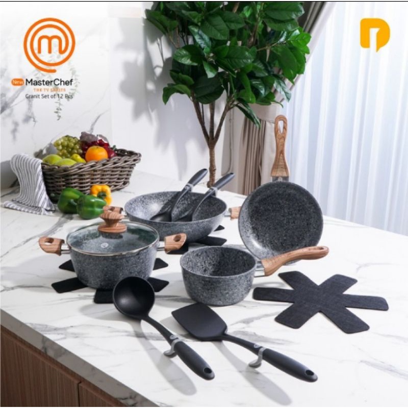 ORIGINAL Master Chef Granit Set Cookware set of 12 / Panci Granit Set / Wajan Granit
