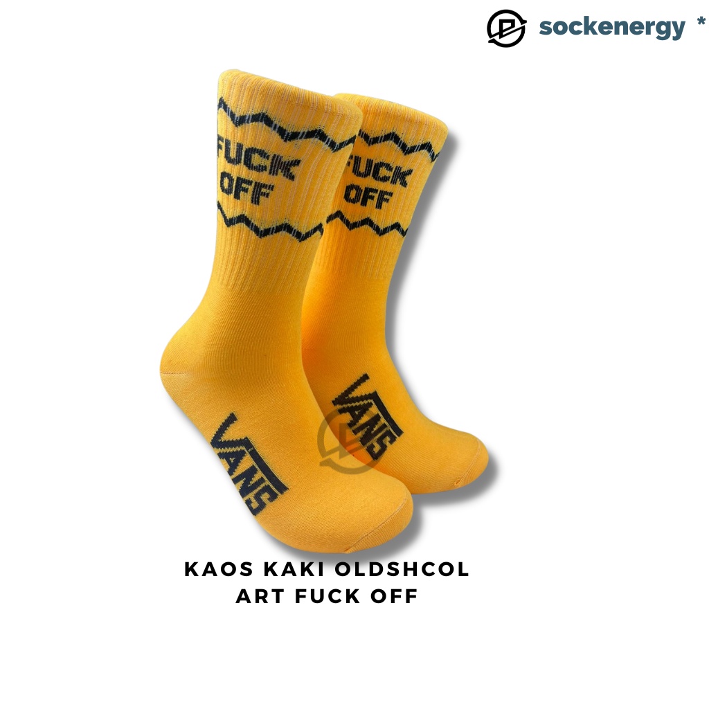KAOS KAKI MOTIF FUCK OFF KUNING - KAOS KAKI PRIA - KAOS KAKI POLOS - KAOS KAKI OLDSCOOL - SOCKENERGY