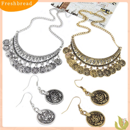 Fresh| Set Perhiasan Kalung Choker Anting Kait Gaya Vintage Untuk Wanita