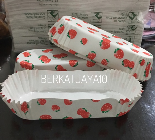 25pcs OVAL Cup cake Cases Alas Roti Laminating motif Strawberry