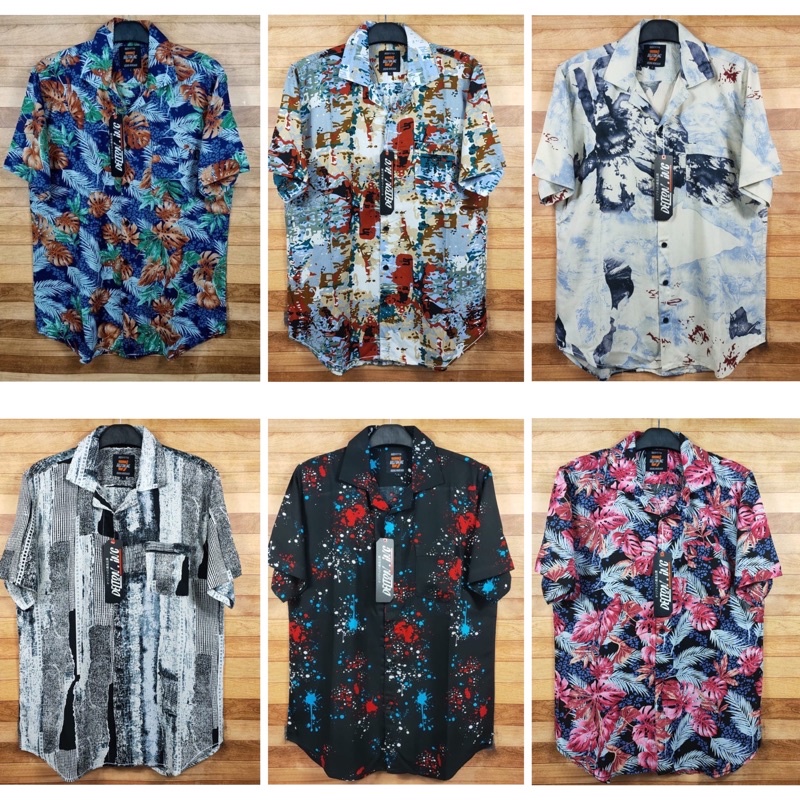 KEMEJA MOTIF PENDEK KEMEJA FULLPRINT KEMEJA LENGAN PENDEK BAJU PRIA PAKAIAN PRIA