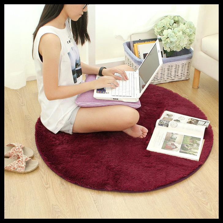 Karpet Bulu Karpet Bulat 80Cm Karpet Lantai Karpet Santai Karpet Rumah - Coklat