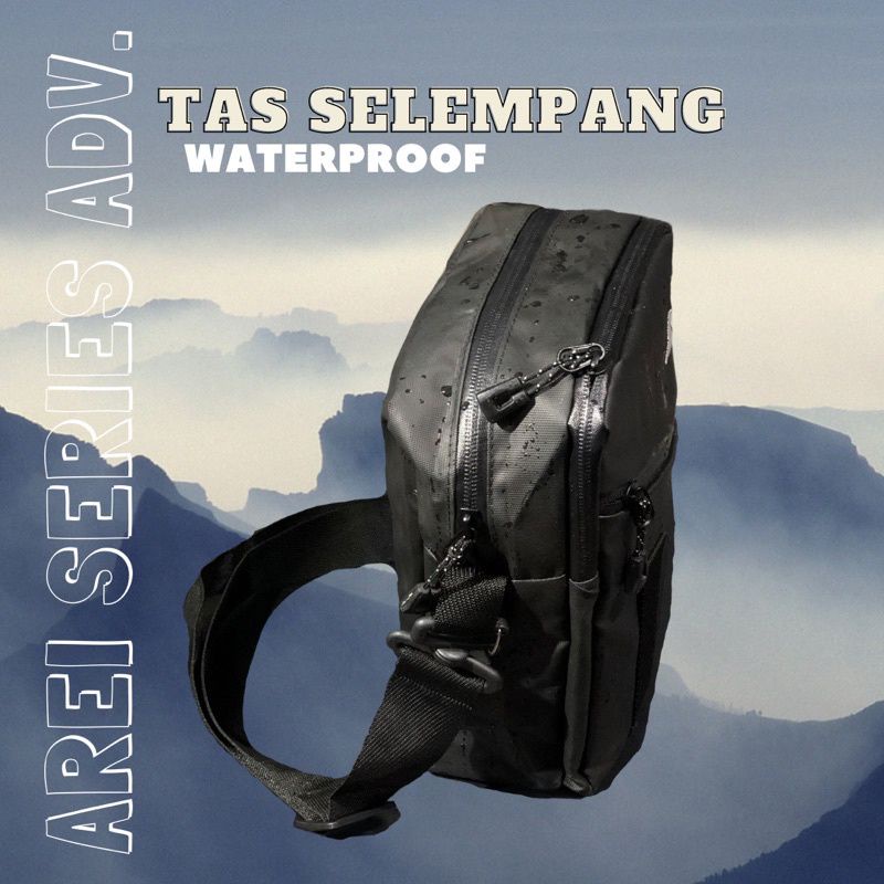 Tas Selempang Pria Waterproof Waist Bag Hezel Pria Anti Air Anti Sobek Arei