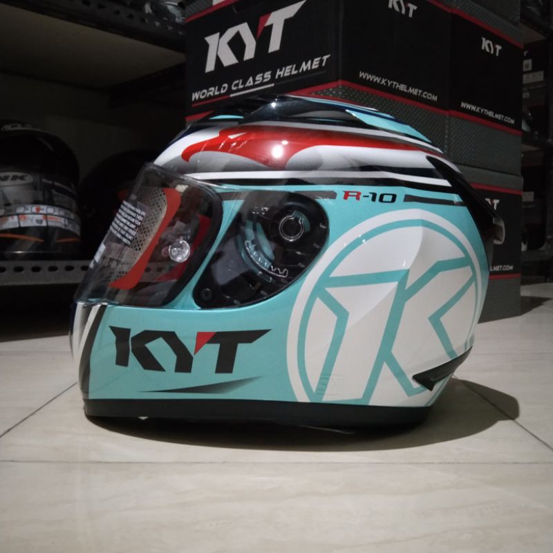 COD Helm KYT R10 Aqua Marine Flat Visor Original