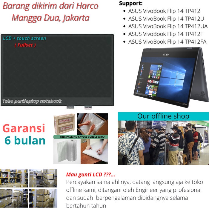 LCD Asus VivoBook Flip 14 TP412 TP412U TP412UA TP412F TP412FA original high quality