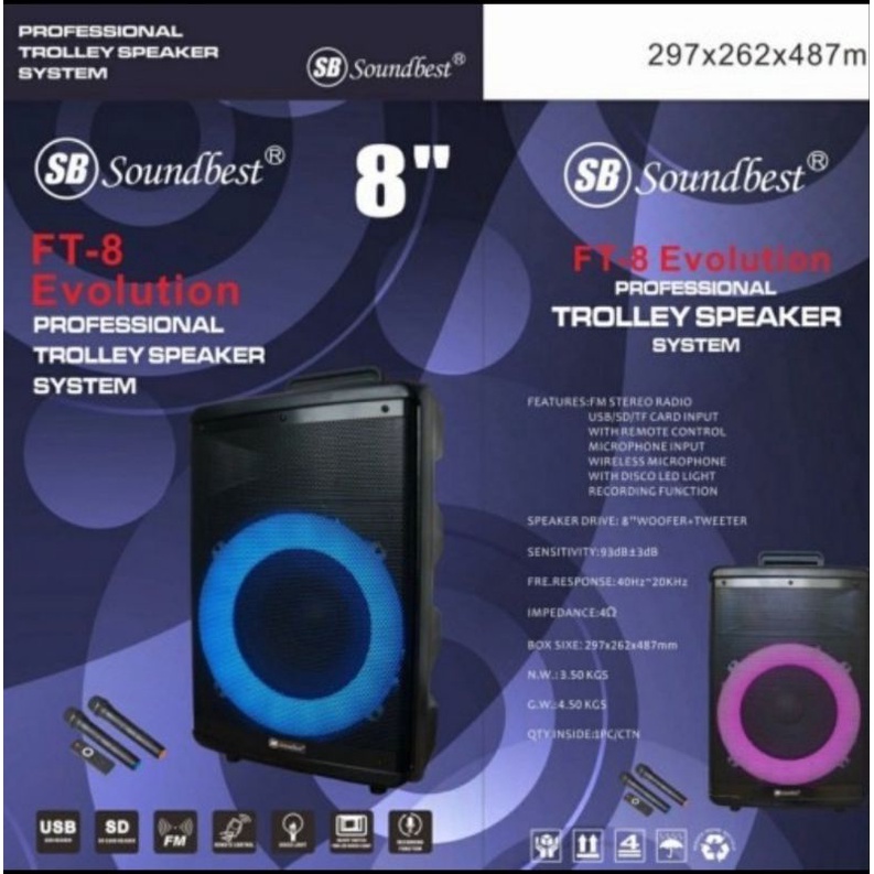 Speaker Portable SOUNDBEST 8" , FT -8