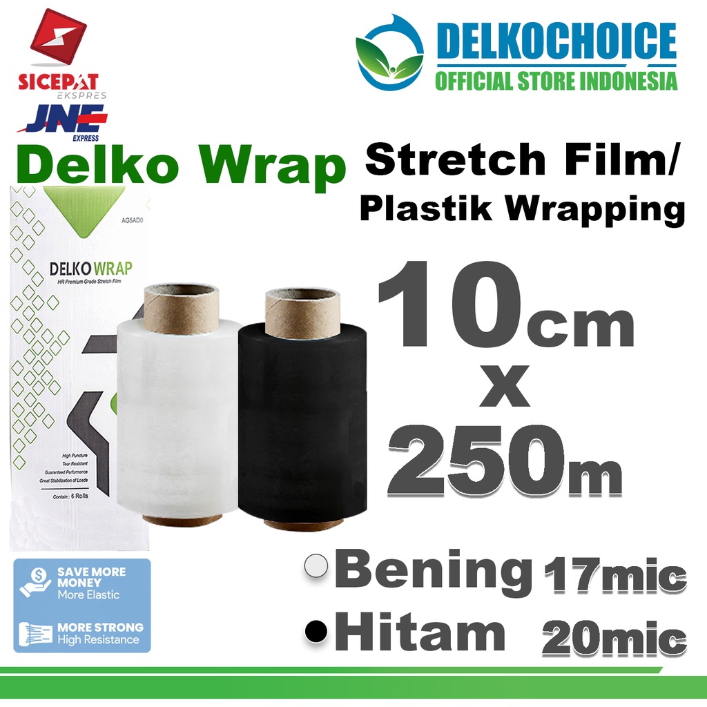 

Plastik Wraping Stretch Film 10cm x 250meter WRAPPING Pembungkus DELKOWRAP KARGO /DUS
