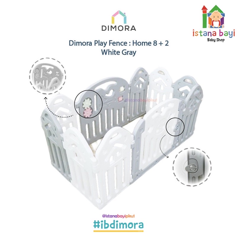 Dimora Fence PLAY 8 + 2 - Pink &amp; White Color Panel - Pagar pengaman anak