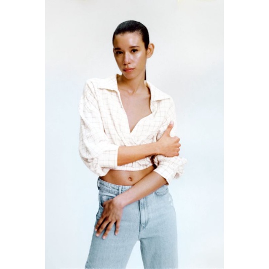 Z*RA WRAP PLAID CROP BLOUSE-BLOUSE WANITA
