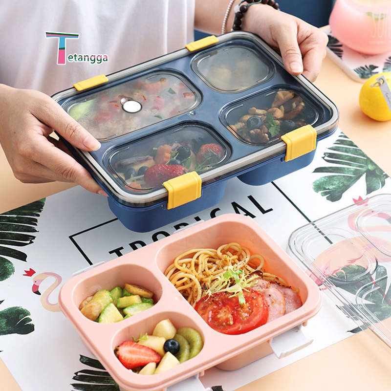 Lunch Box /3/4 Grid tempat makan Dengan Dengan Kotak Sup Dan Sendok Gratis/1250ml kotak bekal