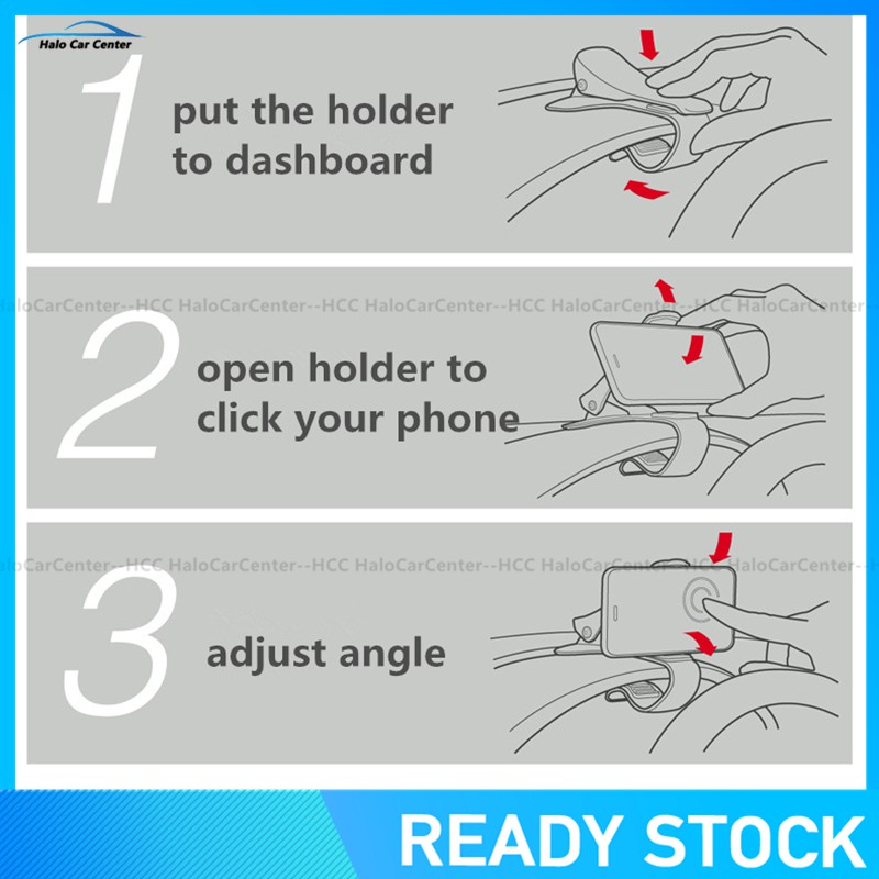 [Ready Stock]Car Phone Holder Easy Clip Mount Stand Car Phone Holder GPS Display Bracket