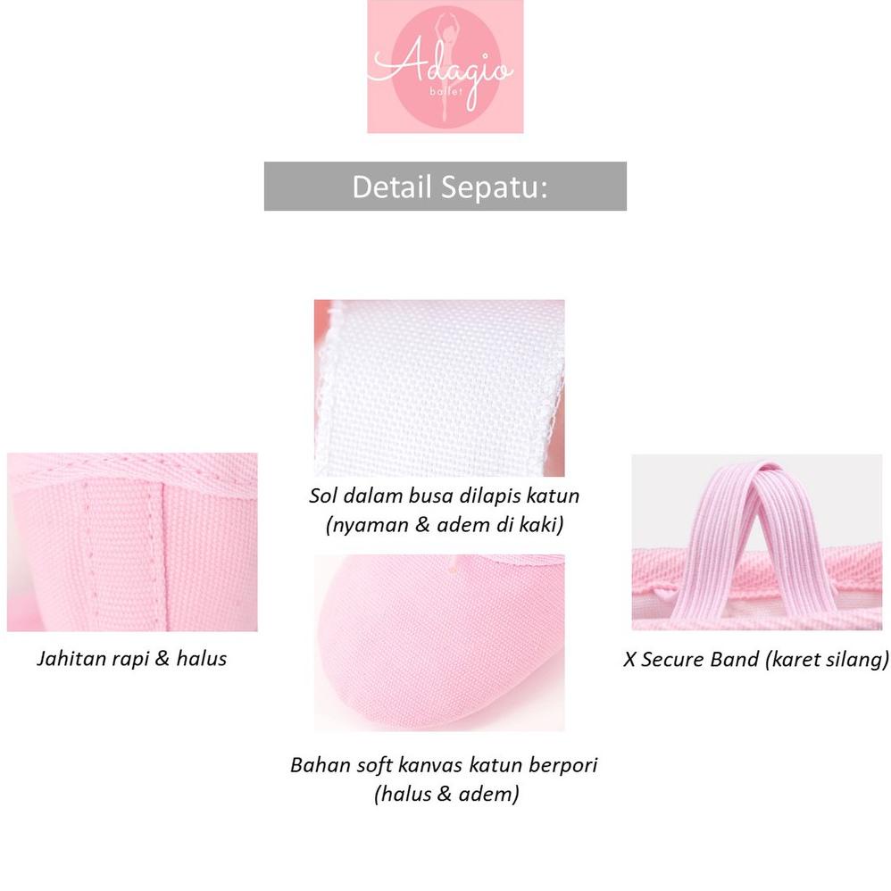 Free Zipper Pouch - Sepatu Balet Tari Tamborin Belly Dance Soft Shoes Tari Perut Senam Yoga Kanvas C
