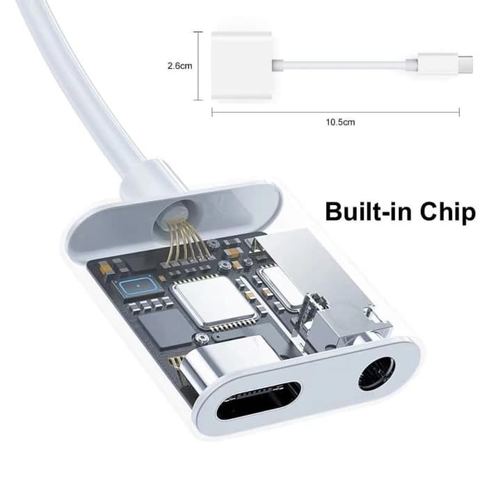 Converter 2 in 1 Type C To Jack 3.5MM With Fast Charging Build in Digital Chip