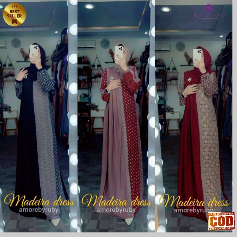 Maxi dress Terbaru Gamis Madeira Original Brand Amore by Ruby Fashion Muslim Terkini dres Cantik Baju Kondangan Pesta Lebaran Terbaru