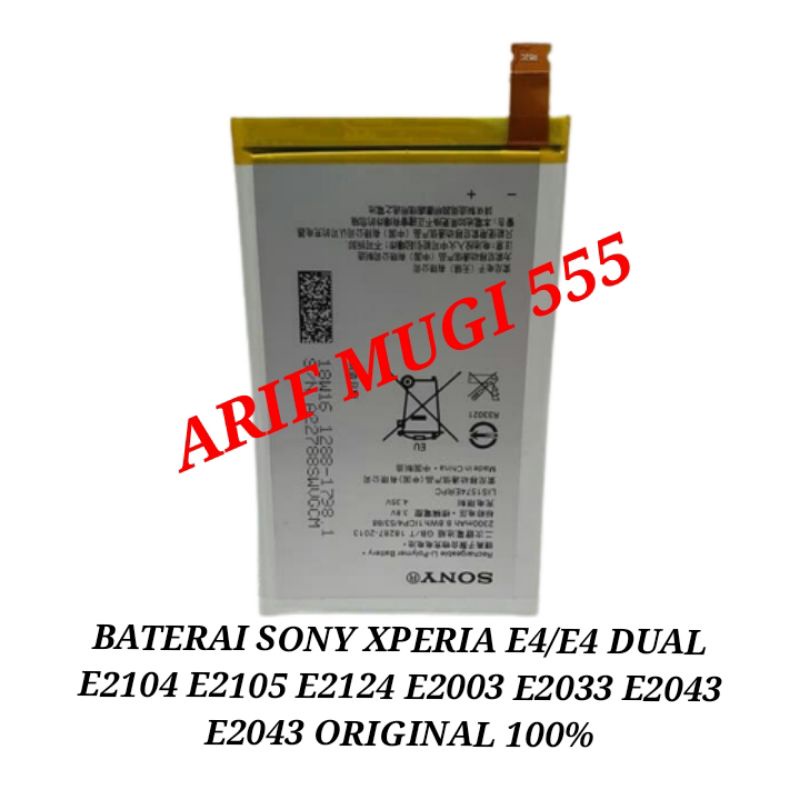 BATERAI BATTERY BATRE SONY XPERIA E4/E4 DUAL E2104/E2105/E2115/E2124/E2003/E2033 ORIGINAL 100%