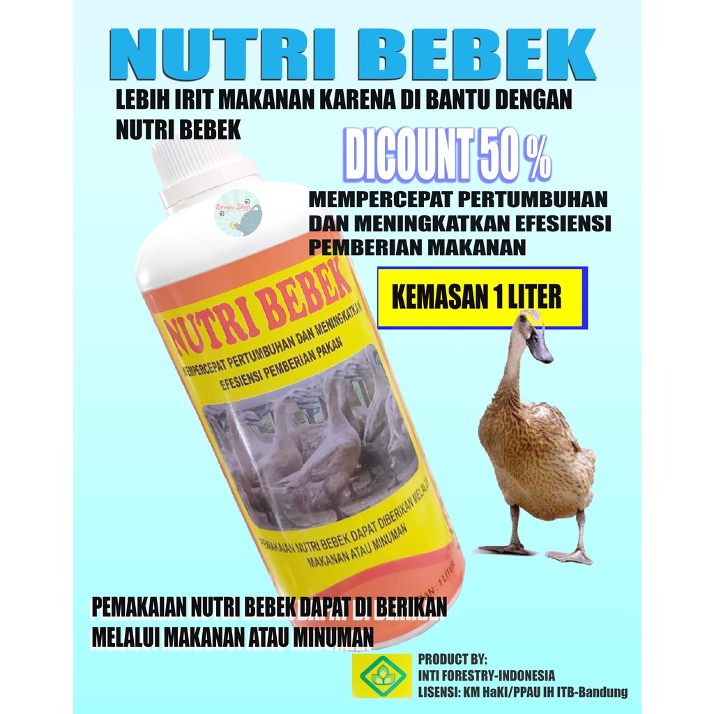 1 LITER-NUTRI BEBEK Suplemen Hewan Ternak Mempercepat Pertumbuhan dan Meningkatkan Efisiensi Pakan-VITAMIN PENGGEMUK BEBEK-OBAT PENGGEMUK BEBEK