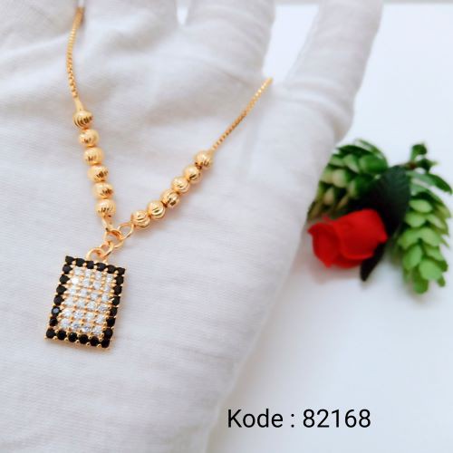 [BISA BAYAR DITEMPAT] P 82168  Kalung Set Liontin Lapis Emas Titanium Anti Karat Pusat Xuping Jakart