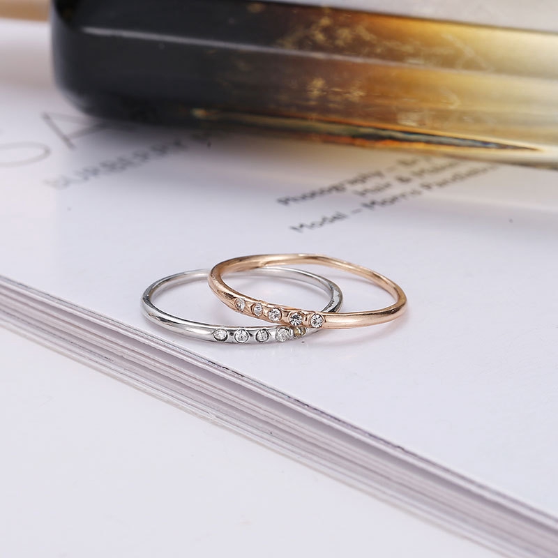 Korea sederhana lima cincin berlian bertatahkan cincin berlian elegan