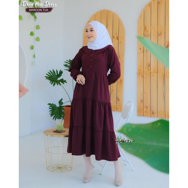 [welcome resellers] Dhea Midi Dress Ori Alfaro outfit simpel kekinian 2022