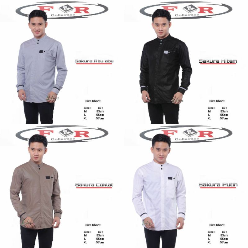 Baju Koko Lengan Panjang Koko Polos Dewasa Terbaru Motif Sakura