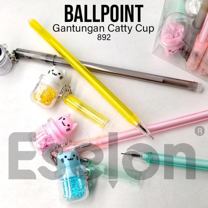 

best seller] 12pcs Pulpen Cat Kucing Cup 892 / Pulpen Gel fancy Cat Cup