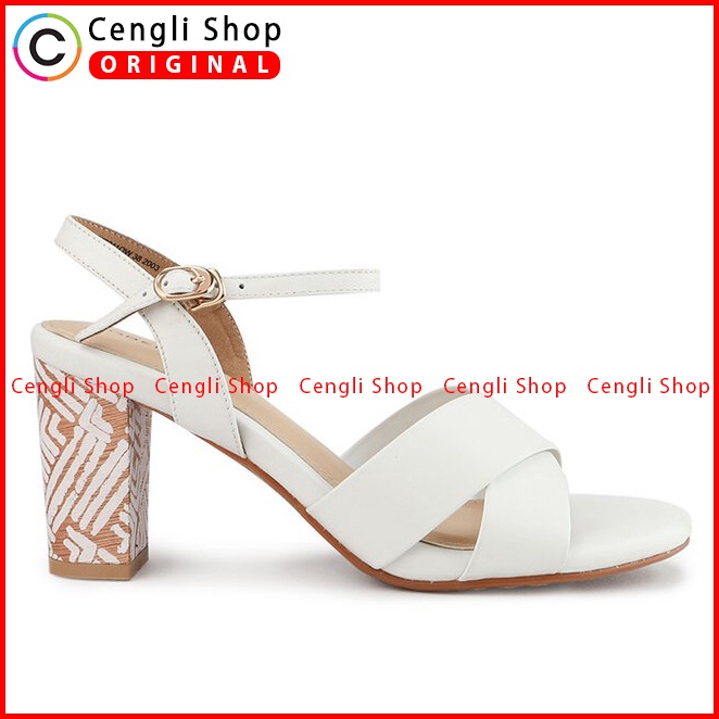 SANDAL HEEL KULIT OBERMAIN HEELS WANITA ORIGINAL BRANDED PUTIH OW08