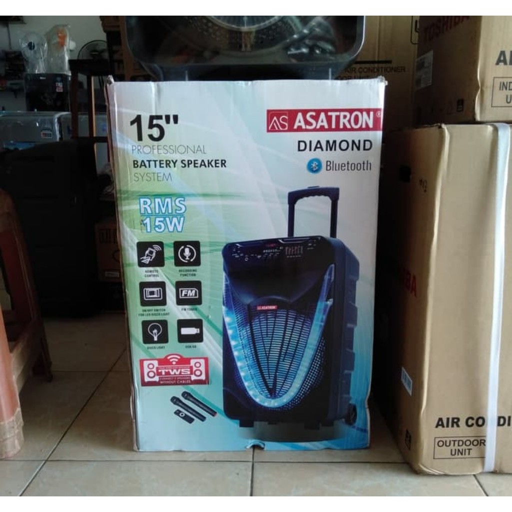 ASATRON DIAMOND Speaker Portable Meeting Wireles HT 8873 15 inch BLUETOOTH BISA KARAOKE DARI YOUTUBE