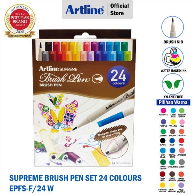 

(BISA COD) BRUSH PEN ARTLINE SUPREME BRUSH PEN 24 COLOURS EPFS-F/24W HEMAT Kode 124