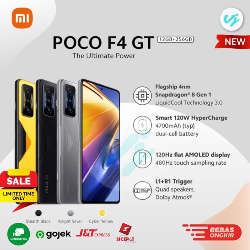 xiaomi poco f4 gt 5g  12gb 256gb  nfc snapdragon 8 gen 1 ois garansi resmi