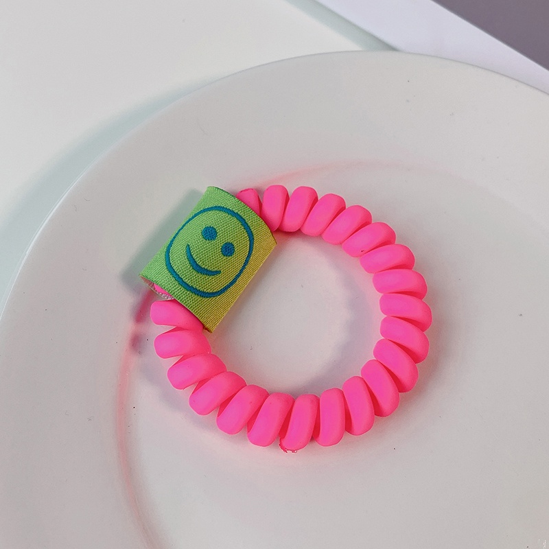 Ikat Rambut Model Kabel Telepon Motif Smiley Face Gaya Korea Untuk Wanita