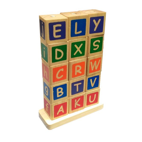 Balok Susun Huruf Alphabet & Hijaiyah Balok Kayu Natural Mainan Edukasi Anak