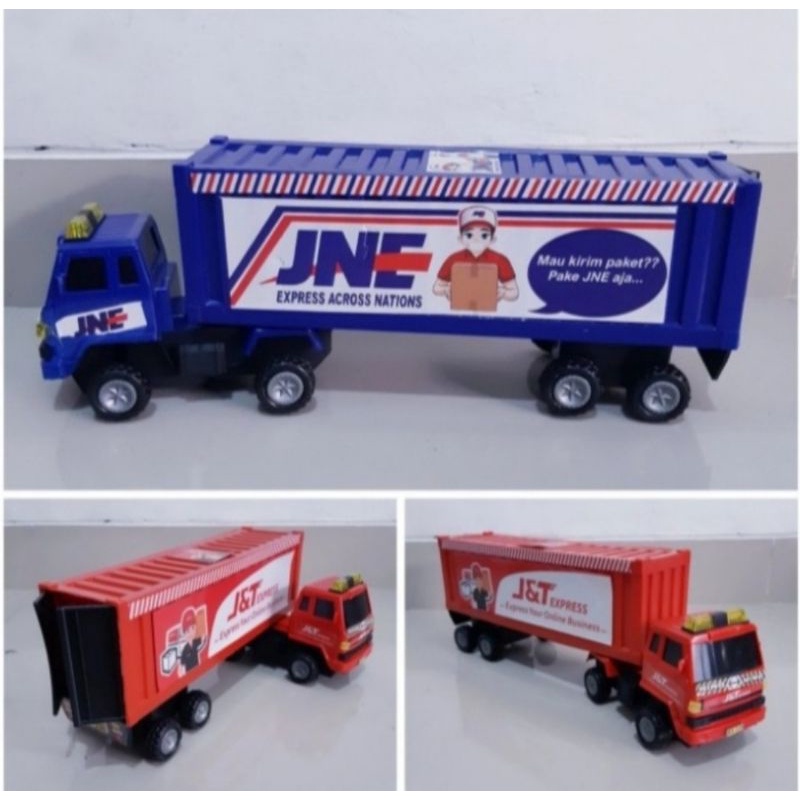 Mainan Truk Kontainer JNE J&T - Miniatur Mobil Box Ekspedisi Anak Laki