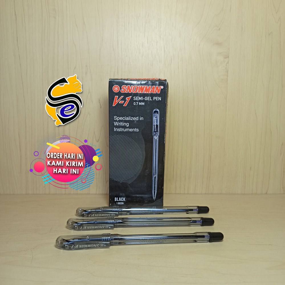 

Pulpen Snowman / Bolpen Snowman V1 PerBox 1 Lusin Ready Hitam Biru & Merah