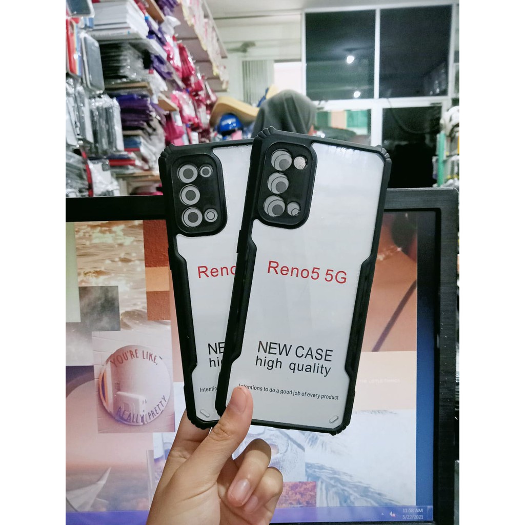 BARU Case Casing Oppo RENO5 5G 6.43" Hard List Hitam Kondom Pelindung HP ARZ