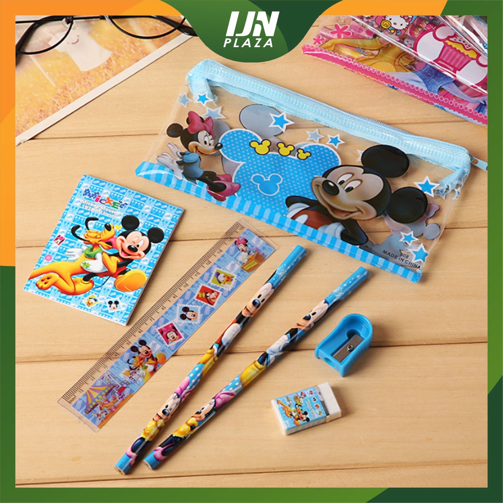 ❤ IJN ❤ MINI STATIONERY SET ALAT TULIS SEKOLAH 7 in 1 KARAKTER LUCU