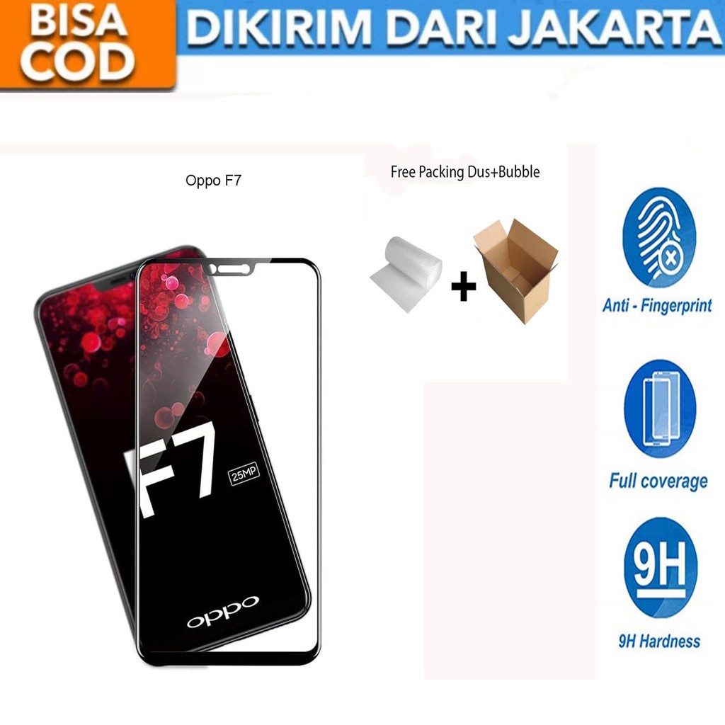 Oppo F7 Full Cover/Full Screen Tempered Glass Screen Protector Anti Gores